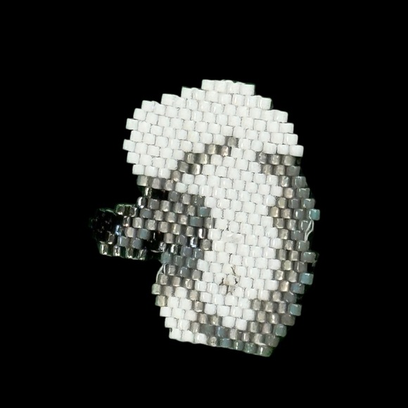 Hand Crafted Jewelry - Handcrafted beaded white standard show poodle leather backed brooch pin